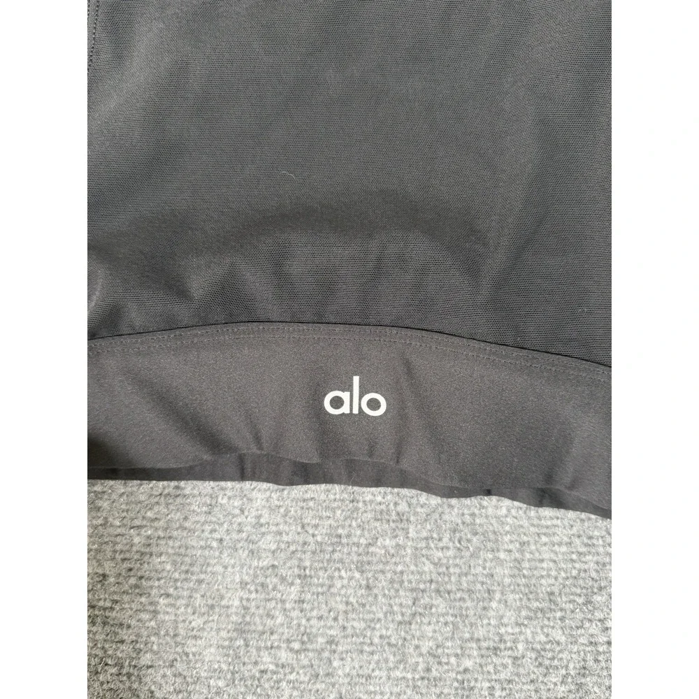 Alo Yoga Mesh High Neck Sports Bra Womens Size Small Black Racerback‎ Crop Top